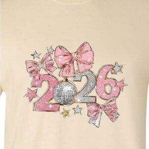 New Year’s 2026 T-shirt Sparkle into the future! Class  2026 New tan
